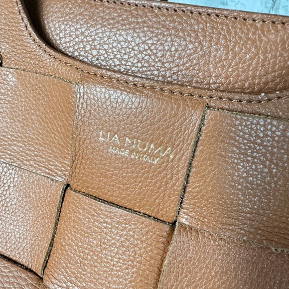 Lia Numa Bag Purse Handbag Leather Woven Basket Weave Made in Italy Brown - Picture 6 of 15